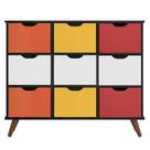 Nicho Organizador Retro Preto com 9 Gavetas Branco/Colorida