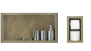 Nicho Para Banheiro Em Porcelanato 60x31x11cm E Porta Papel Higiênico Duplo Kit com 2 peças Cardigan