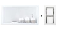 Nicho Para Banheiro Em Porcelanato E Porta Papel Higiênico Duplo - Kit com 2 peças (Branco 60) Nicho Para Banheiro Em Porcelanato E Porta Papel Higiênico Duplo - Kit com 2 peças (Branco 60)