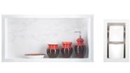 Nicho Para Banheiro Em Porcelanato E Porta Papel Higiênico Duplo - Kit com 2 Peças (Carrara)