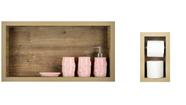 Nicho Para Banheiro Em Porcelanato E Porta Papel Higiênico Duplo - Kit com 2 peças (Madeirado 60) Nicho Para Banheiro Em Porcelanato E Porta Papel Higiênico Duplo - Kit com 2 peças (Madeirado 60)