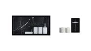 Nicho Para Banheiro Em Porcelanato E Porta Papel Higiênico Duplo Kit com 2 peças Preto Venato 60cm