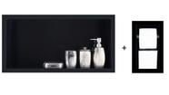 Nicho Para Banheiro Em Porcelanato E Porta Papel Higiênico - Kit com 2 peças (Preto Absoluto)