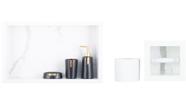 Nicho Para Banheiro Em Porcelanato Polido e Porta Papel Higiênico (Carrara 50) Kit com 2 Peças