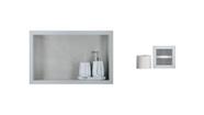 Nicho Para Banheiro Em Porcelanato Polido Porta Shampoo e Porta Papel Higienico - Cinza Claro 50cm