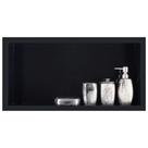 Nicho Para Banheiro Em Porcelanato Polido Porta Shampoo Sabonete Organizador (Preto Absoluto 60cm)