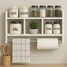 Nicho Porta Papel Toalha Condimentos MDF Branco 45x30x10 Parede