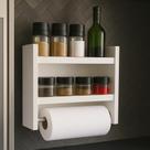 Nicho Porta Papel Toalha e Condimentos Potes, Cozinha, Banheiro, MDF BRANCO