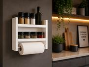 Nicho Porta Papel Toalha e Condimentos Potes, Cozinha, Banheiro, MDF BRANCO Nicho Porta Papel Toalha e Condimentos Potes, Cozinha, Banheiro, MDF BRANCO