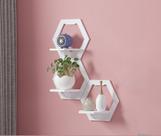 Nicho Prateleira Decorativa Branca Hexágono Colmeia Aço Nicho Prateleira Decorativa Branca Hexágono Colmeia Aço