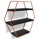 Nicho Prateleira Parede Tripla Evale Para Decoração Industrial Cobre/Preto Nicho Prateleira Parede Tripla Evale Para Decoração Industrial Cobre/Preto
