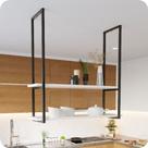 Nicho Preto Prateleira Suspensa Teto Cozinha Branca 60cm Nicho Preto Prateleira Suspensa Teto Cozinha Branca 60cm