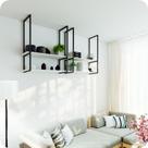 Nicho Preto Prateleira Suspensa Teto Sala Branca 60cm Nicho Preto Prateleira Suspensa Teto Sala Branca 60cm