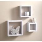 Nichos Quadrado Decorativo Organizador Kit 3 peças MDF Decoração quarto sala Branco