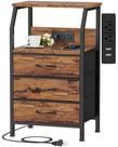 Night Stand Furnulem com estação de carregamento, portas USB e tomada