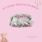 Ninho Trança com Mosquiteiro Travesseiro 100% Algodão Rosa Bebê
