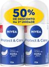 NIVEA Kit Desodorante Antitranspirante Roll On Protect & Care 50ml Proteção 48h Cuidado Com a Pele