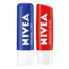 NIVEA Kit Hidratante Labial Morango Shine + Protetor Labial Original Care