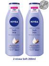 NIVEA Loção Hidratante Soft Milk 2X 200ml 72hrs Hitradação