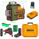 Nível a Laser INGCO a Bateria 16V Linha M16 com 12 Linhas Verdes 35 Metros com 1 Bateria 2.0Ah