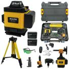Nível Laser 16 Linhas Verde 2 Baterias Recarregável Profissional Controle Remoto 360 Graus Maleta Transporte Tripé Regulável Esquadro Nivelador