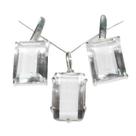 Nlux Conjunto Colar E Brinco Gema Cristal Facetado Prata 950 Nlux Conjunto Colar E Brinco Gema Cristal Facetado Prata 950