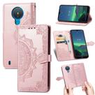 Nokia 1.4 Case Leather Wallet Capa Emboss Mandala Magnetic Flip Protection Shockof - Rose Gold