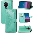 Nokia 5.4 Case Leather Wallet Capa Emboss Mandala Magnetic Flip Protection Shockof - Verde