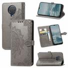 Nokia 6.3 Case Leather Wallet Capa Emboss Mandala Magnetic Flip Protection Shockof - Cinza