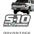 Nome Emblema Adesivo Lateral S-10 Flexpower (X Verde) + Advantage 2 Peças S10 2009/...