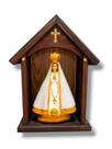 Nossa Senhora Aparecida Imagem Gesso e Perola 24cm com Capela Oratório Madeira Imbuia