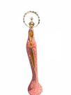 Nossa Senhora do Silencio em gesso(27,5 cm) estilizada tecido pintado (rosa)coroa e esplendor banhada a ouro (5,5 cm )