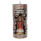 Nossa Sra de Guadalupe. Rossoni Velas. Gruta em vela tam 07x16cm vermelha. Imagem em resina 9cm