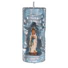 Nossa Sra de Lourdes. Rossoni Velas. Gruta em vela tam 07x16cm azul. Imagem em resina 9cm