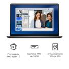 Notebook Dell 16" FHD+ AMD Ryzen 7 250 16GB 1TB SSD Linux Preto DC16-R7250-U20