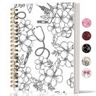 Notebook Lacama Nurse Gifts para mulheres Estetoscópio A5 Flower