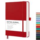 Notebook RETTACY A5 Pontilhado - Capa Dura em Couro Vermelho