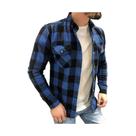 Novidade Camisa Xadrez Flanelada Manga Longa Com Bolsos Premium