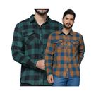 NOVIDADE Kit 2 Peças Camisetas Masculina Xadrez Flanelada Manga Longa Com Bolsos Premium