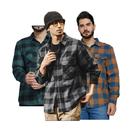 NOVIDADE Kit 3 Camisetas Masculina Xadrez Flanelada Manga Longa Com Bolsos PREMIUM