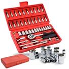 Novidade Kit De Ferramentas 46 Peças Jogo De Soquete Aço Crv 1.4 Catraca Chave Allen Com Maleta