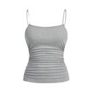 Novo colete feminino casual com borda plissada de cor sólida