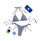Novo conjunto de biquíni listrado sexy com gravata lateral para mulheres, maiô de praia Novo conjunto de biquíni listrado sexy com gravata lateral para mulheres, maiô de praia