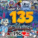 Novo Kit 135 adesivos top Lançamento cartelas vinil bicicleta bike moto capacete carro