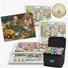Novo! Livro Colorir Bobbie Goods Um Dia Trabalho + Canetinhas 80 Cores Touch