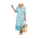 Novo vestido floral solto e moderno com decote em V para mulheres