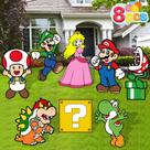 Novovida Placas de Jardim Festa de Aniversário Mario 8 Peças