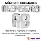 Numerais Letras A, B De 0 a 9 Caixa Alta Placa Fachada Casa Residencial Comercial 3D Em ABS Cromado Proteção UV Resistente Roper Plast