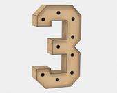 Número 3 Letra Caixa Grande MDF 80cm Altura Furo Iluminação Número 3 Letra Caixa Grande MDF 80cm Altura Furo Iluminação