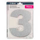 Numero Residencial Atlas Escovado 6Cm Nº 3 Numero Residencial Atlas Escovado 6Cm Nº 3